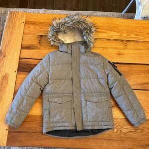 H&M fur hooded winter coat jacket
